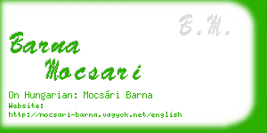 barna mocsari business card