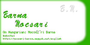 barna mocsari business card